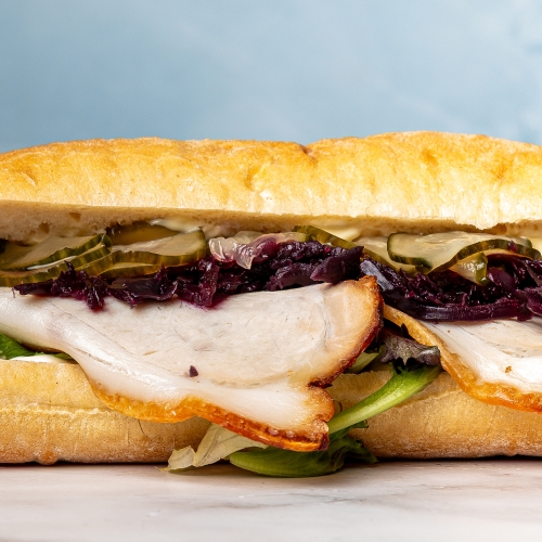 Sandwich med flæskesteg og rødkål