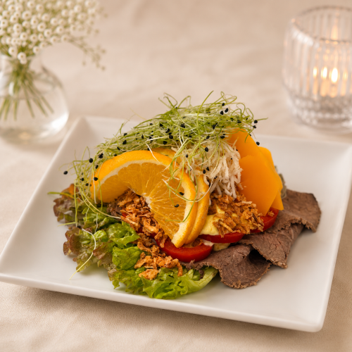 Smørrebrød med Roastbeef - højtbelagt